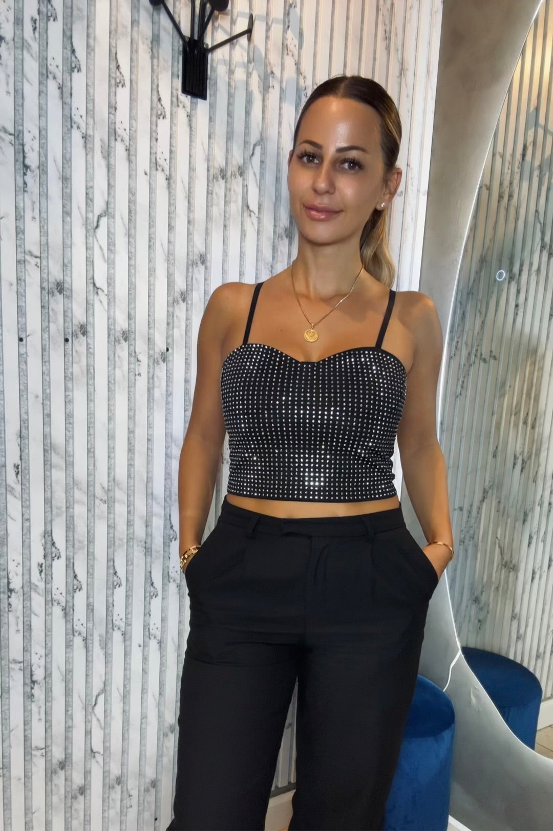Crop top med sten