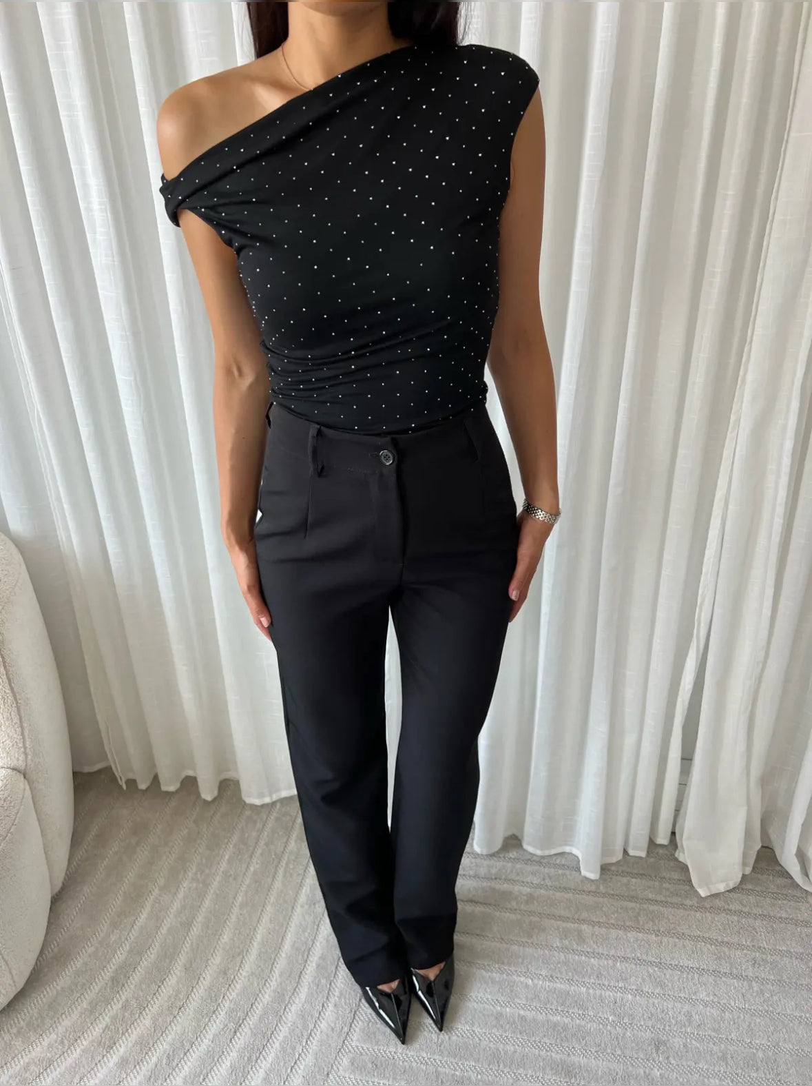 Emily top med sten- sort