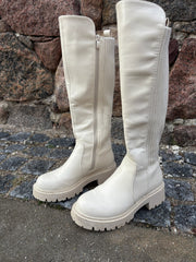 Beige elastisk støvle med let for