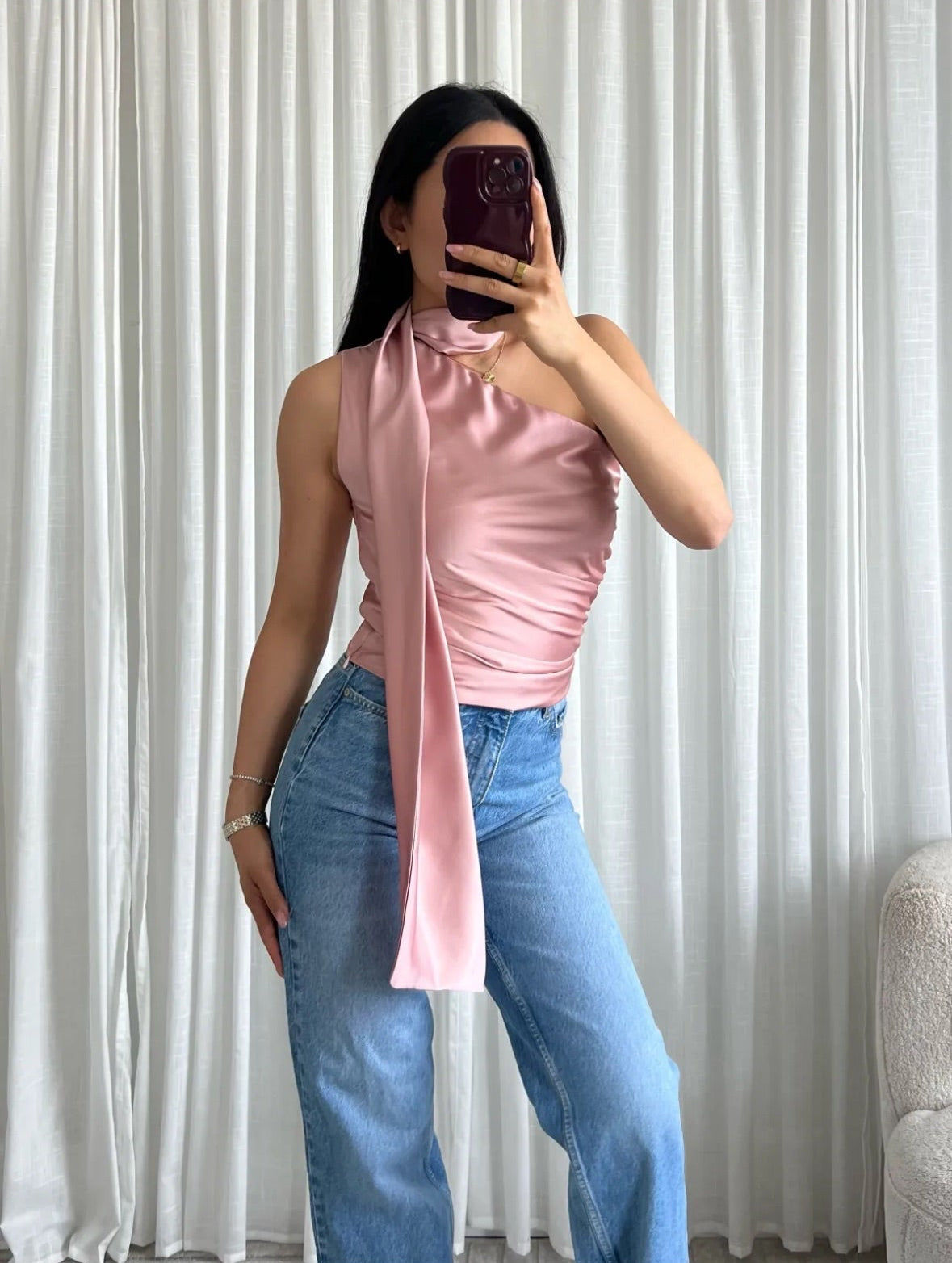 Liana satin top - rosa