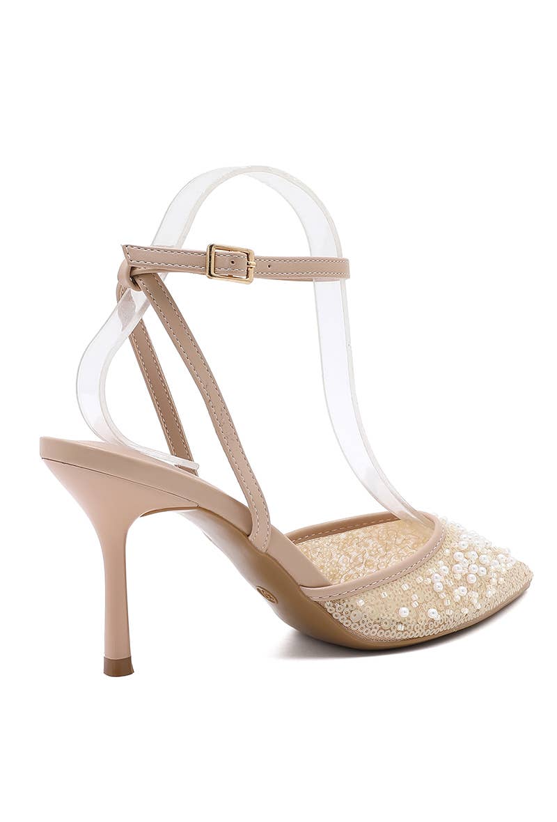 Alma stilet med perler - Nude