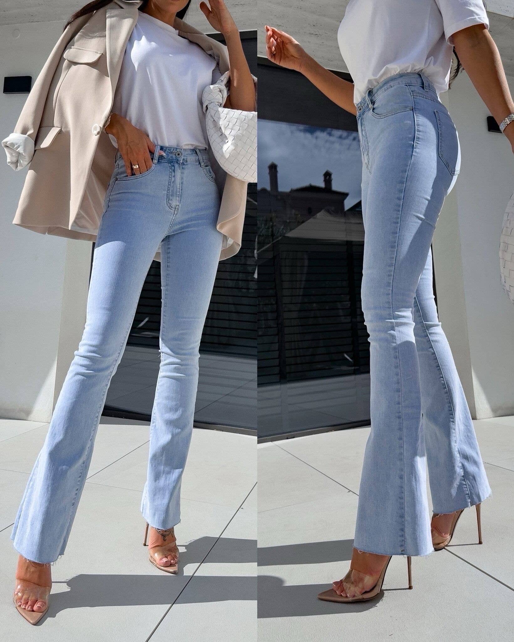 Jean Flare Push-Up – Lyseblå