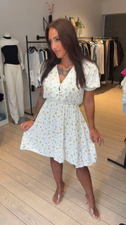 Ellie kjole - creme med print