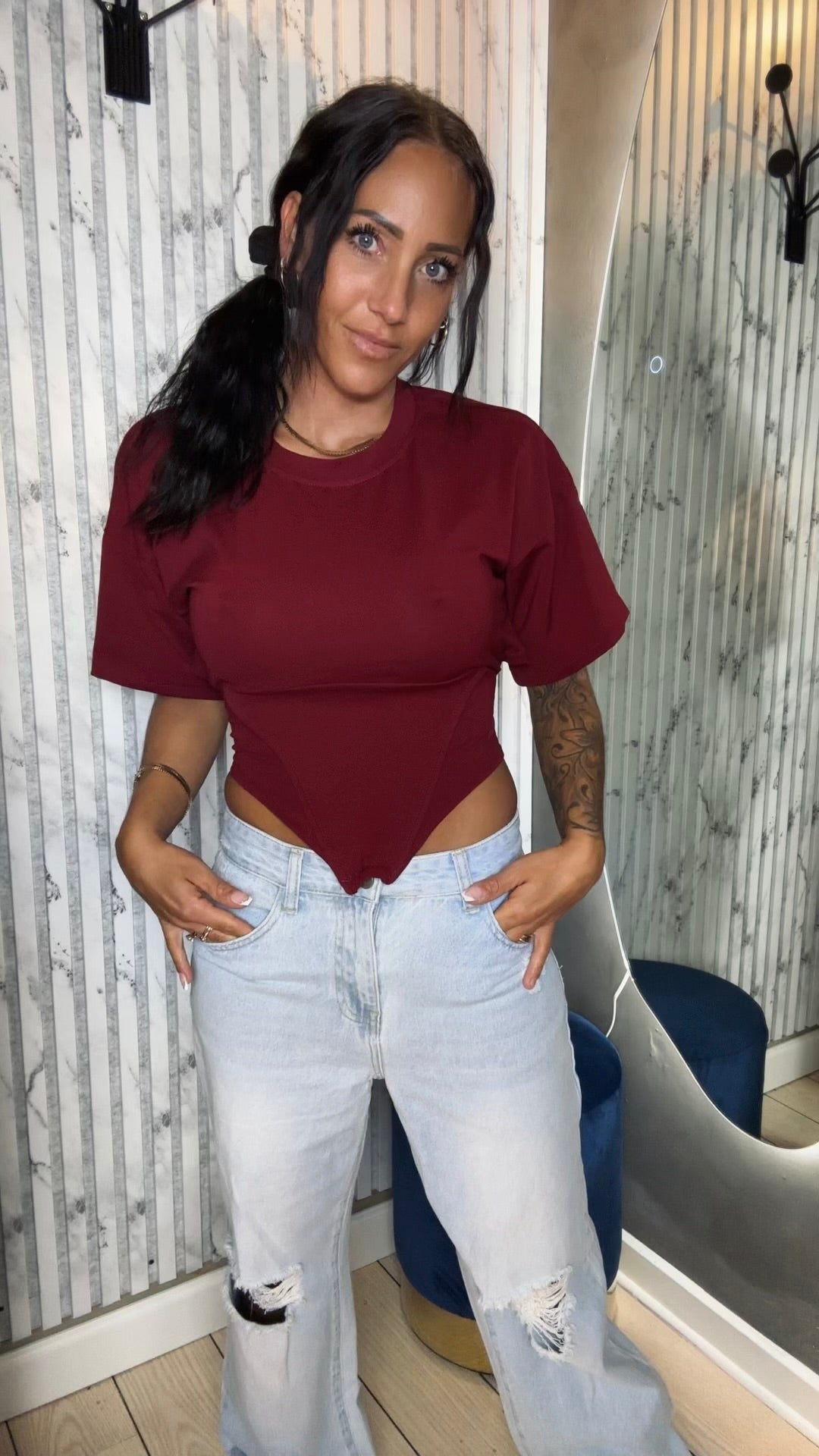 Crop t-shirt - Bordeaux