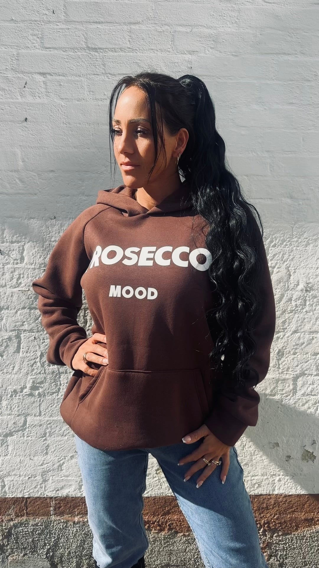 Prosecco Mood hættetrøje - brun