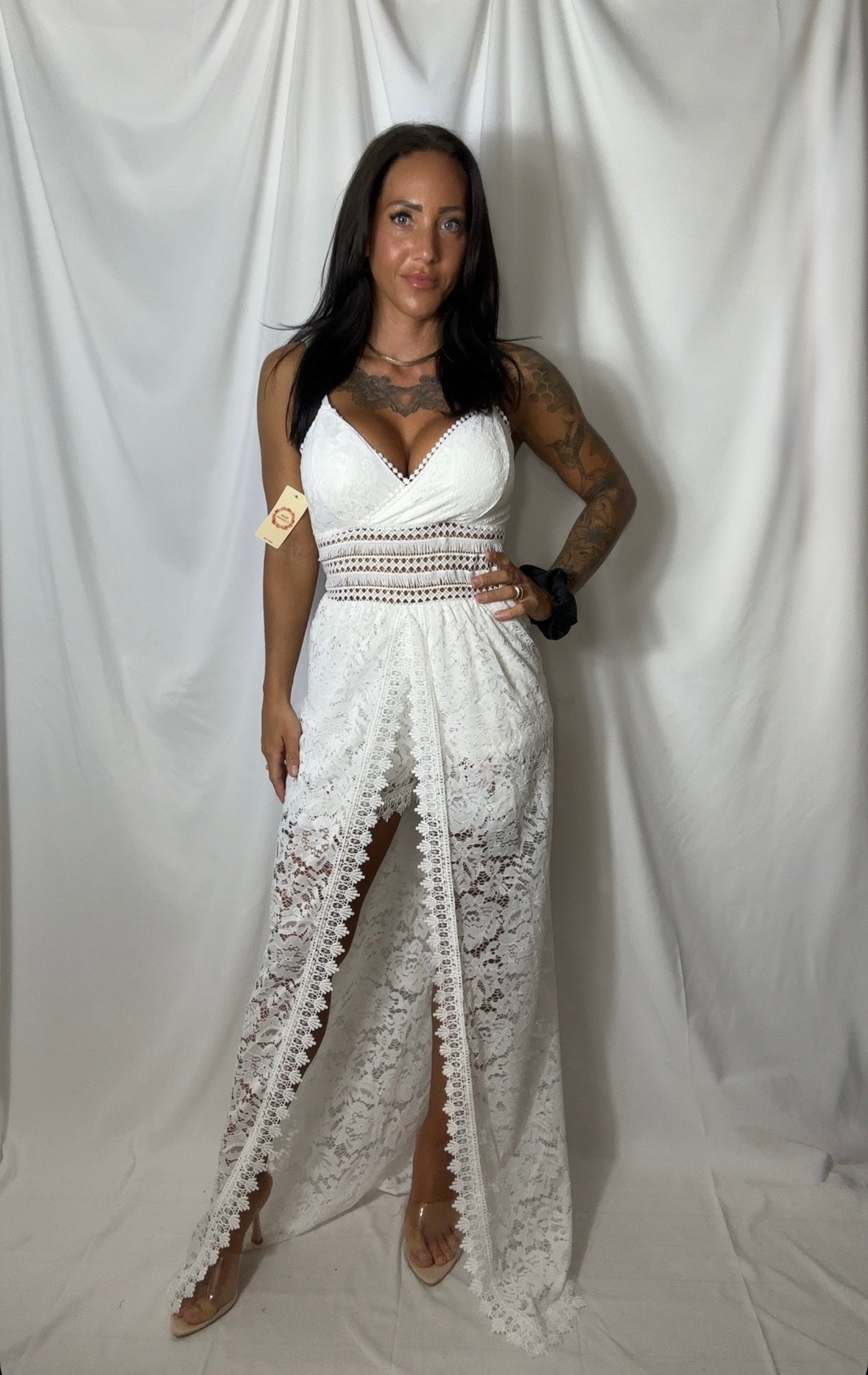 Lace playsuit - hvid