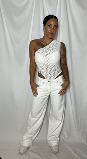 Skrå blonde top