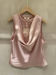 Satin top med blonder - Rose