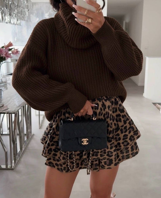 Rullekrave trøje - brun