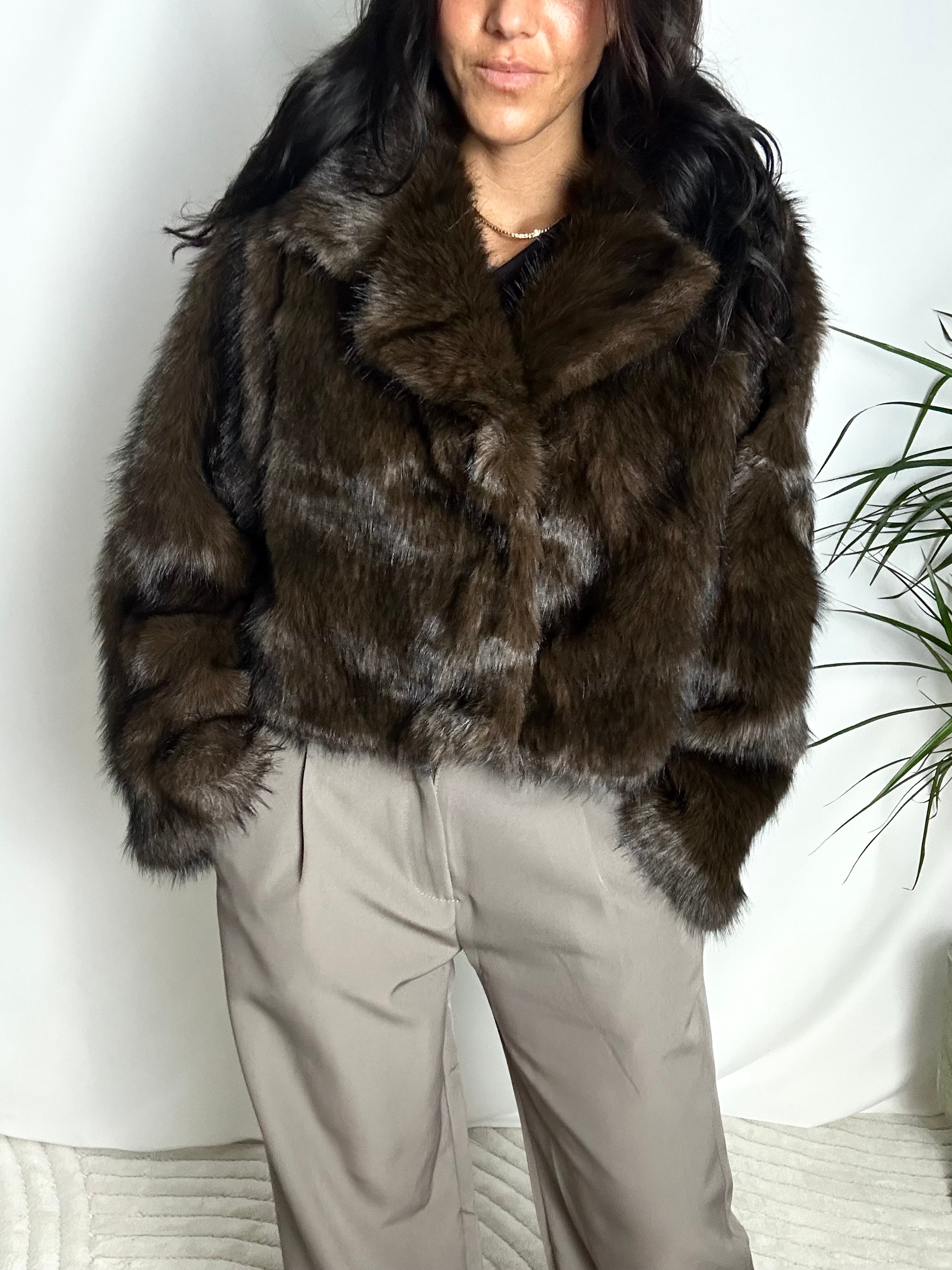 Glow Faux fur jakke Choco