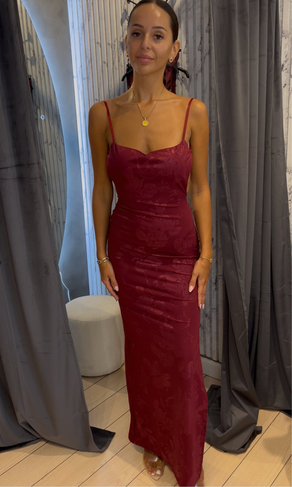 Amira Blomster kjole - Bordeaux