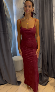 Amira Blomster kjole - Bordeaux