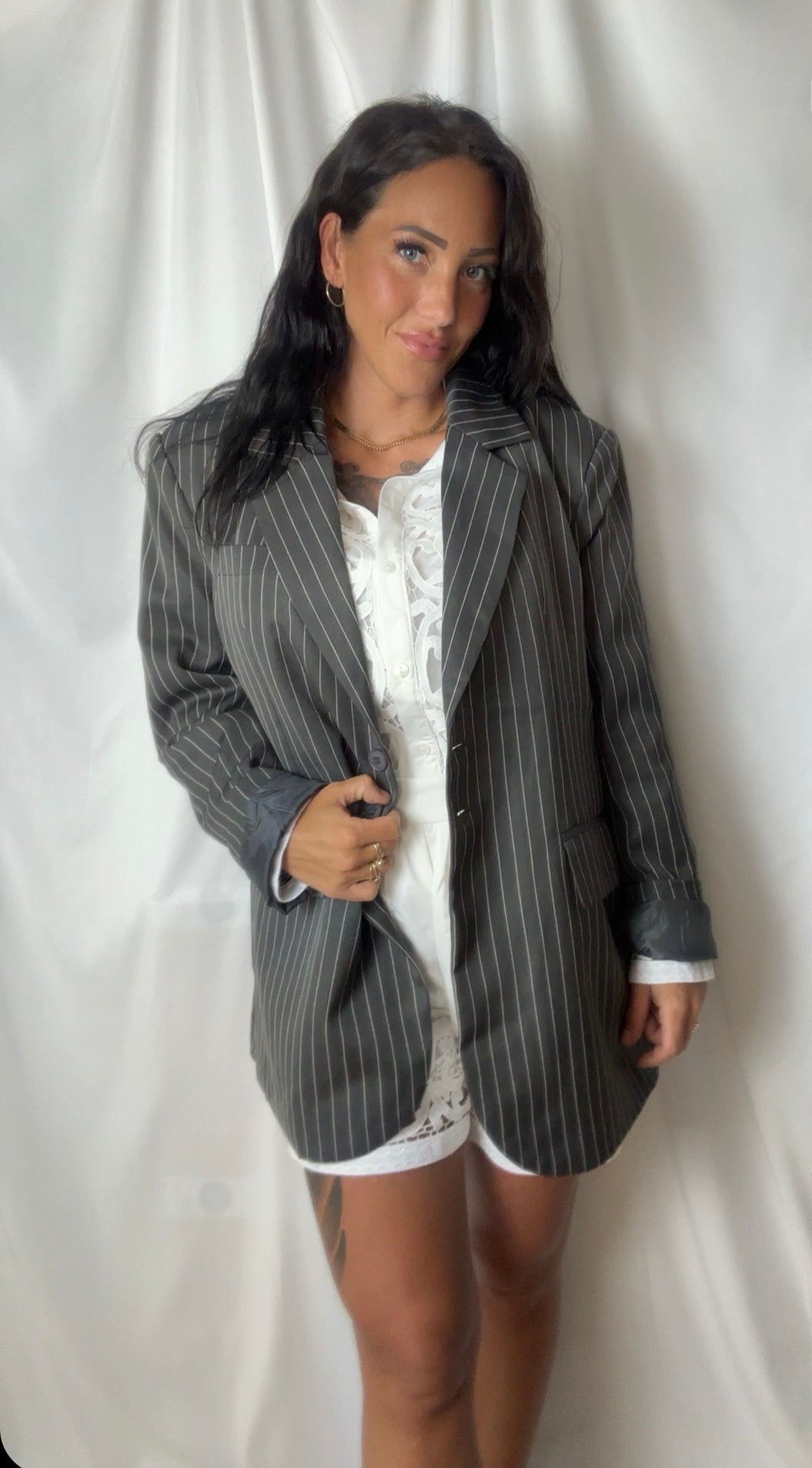 Oversized blazer grå