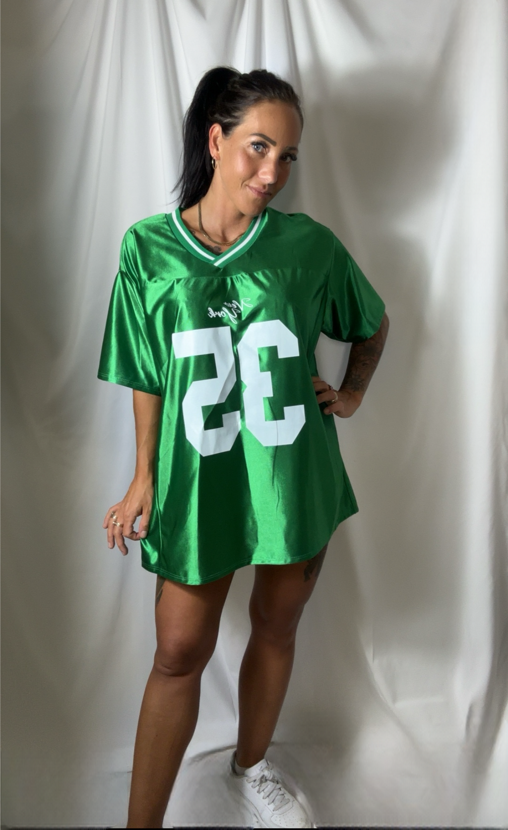 Jersey oversized t-shirt - mørkegrøn