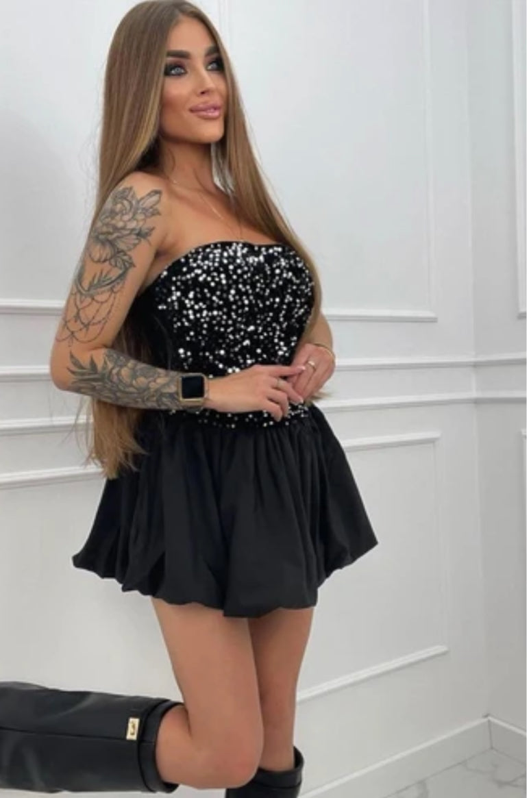 Mila kjole sort/guld