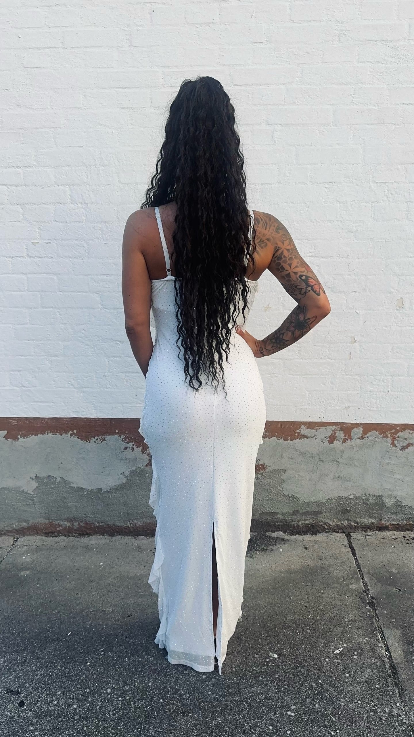 Elena kjole med rhinsten - hvid