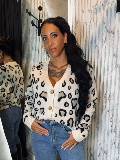 Cardigan med leopard print