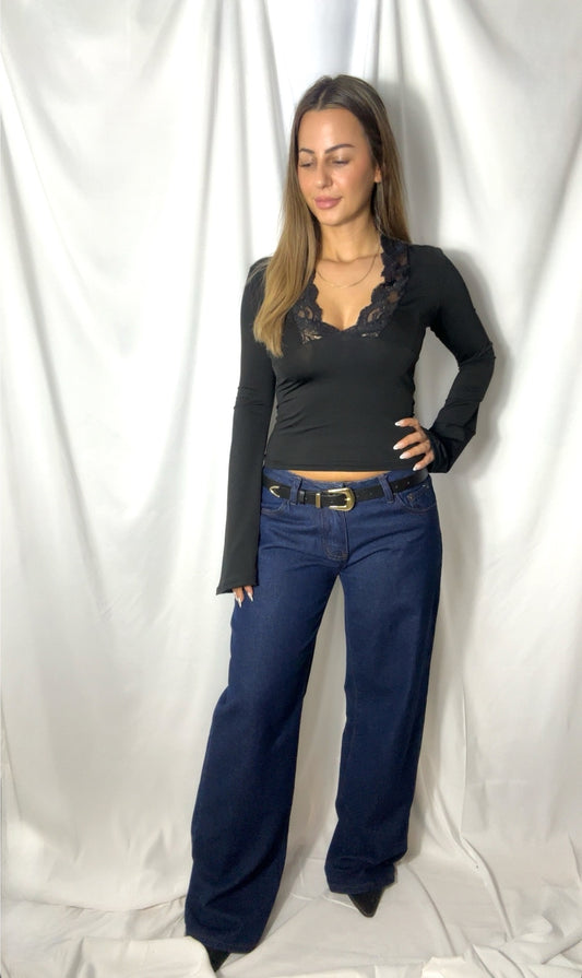 Denim low waist jeans