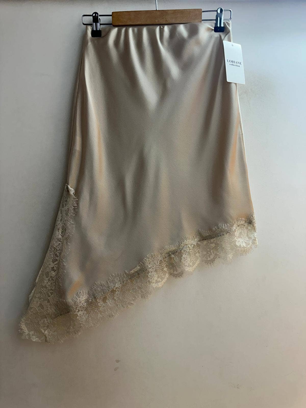 Samira satin nederdel - Beige