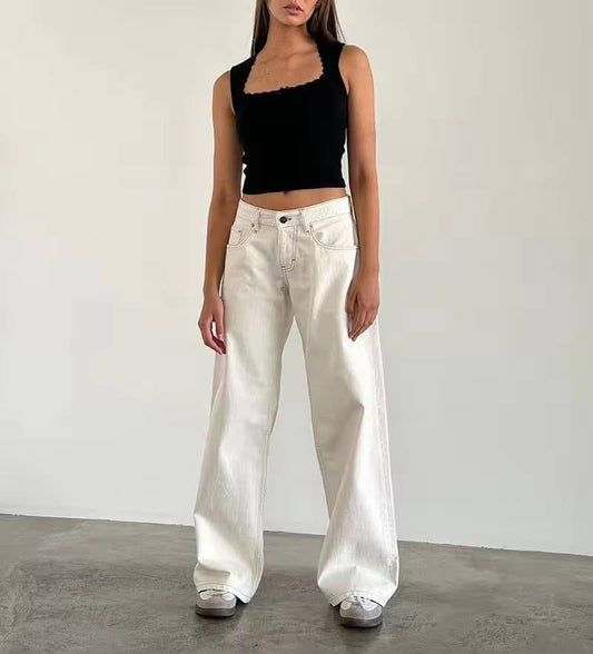 Luna low waist jeans - hvid