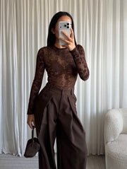 Veda velour top - brun