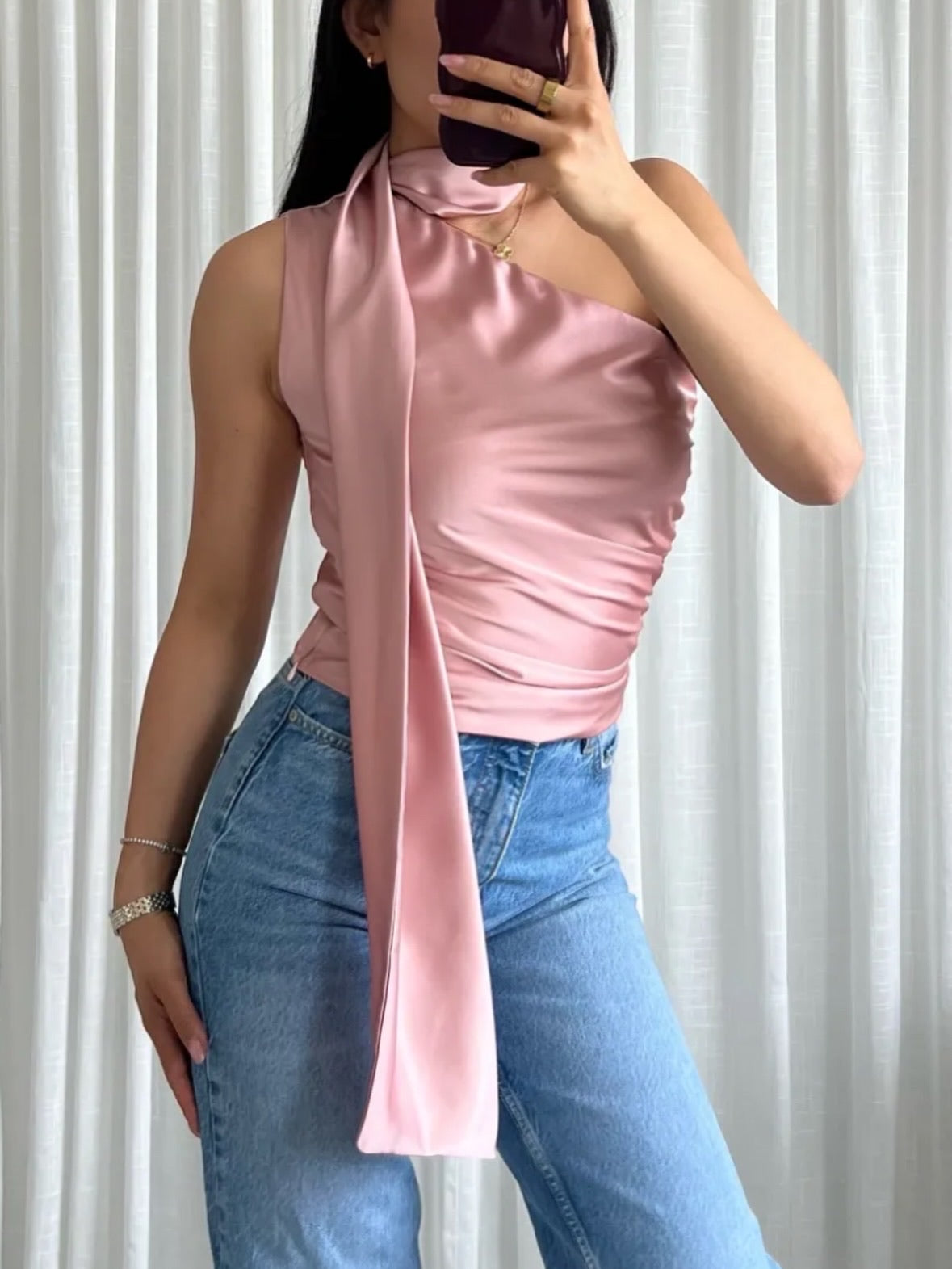 Liana satin top - rosa