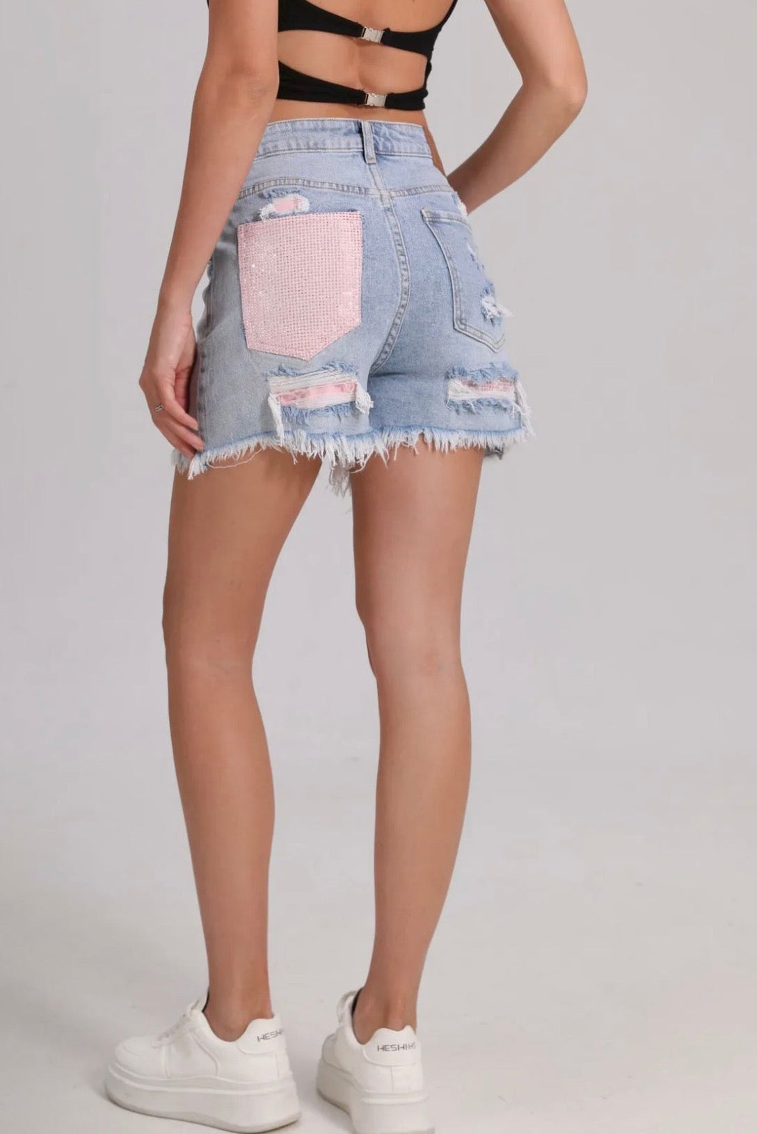 Kylah shorts med rhinestone