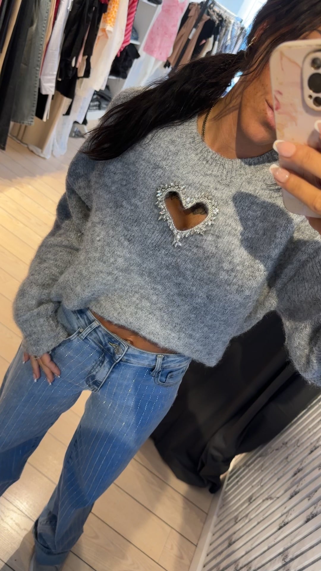 Maddie sweater med hjerte detalje