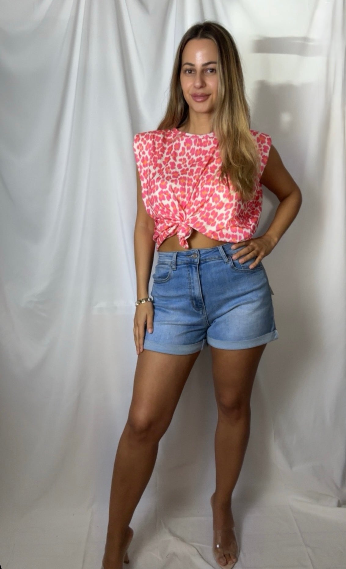 Crop top leopard print - pink