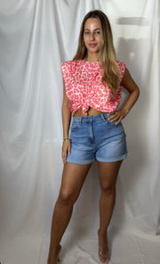 Crop top leopard print - pink