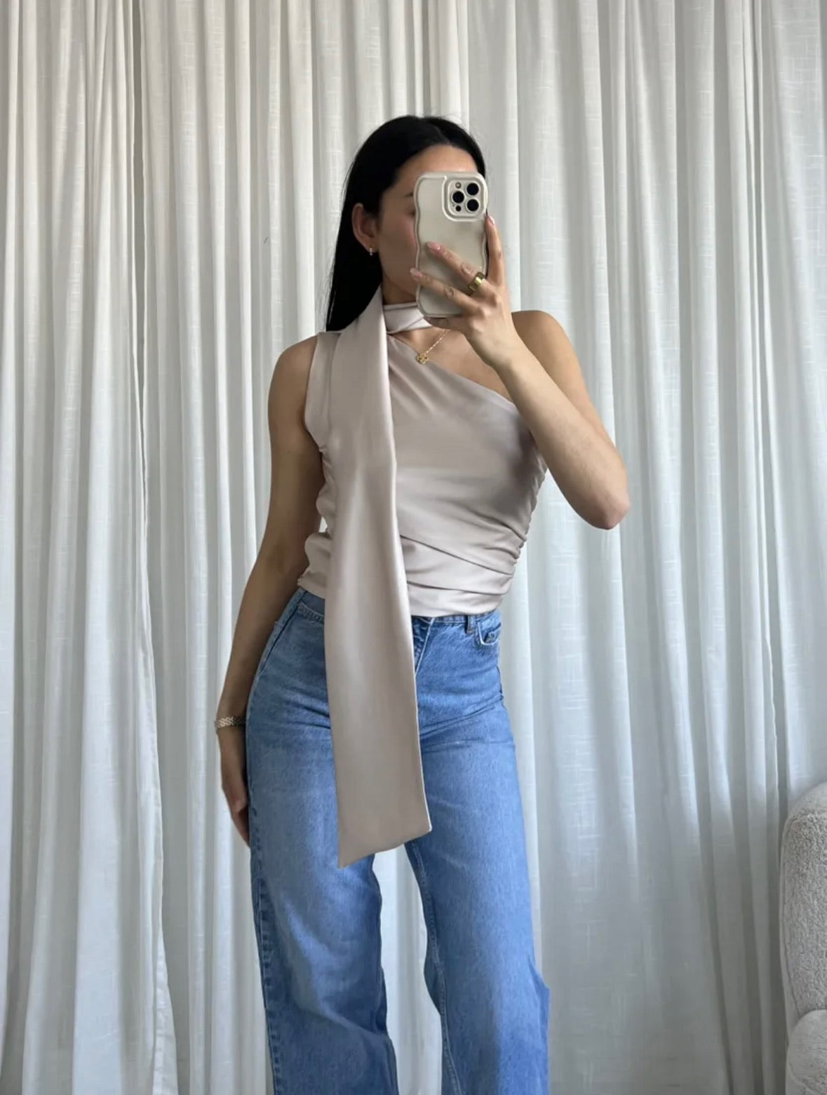 Liana satin top - beige