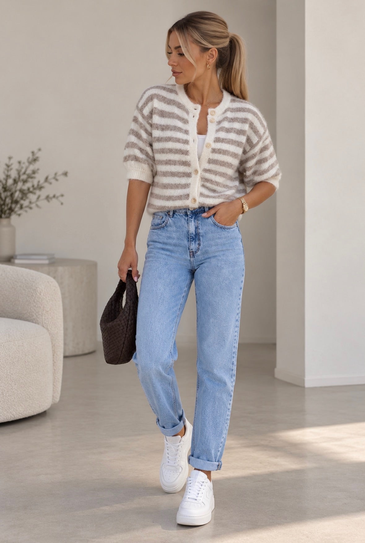 Alida cardigan i uld - Beige