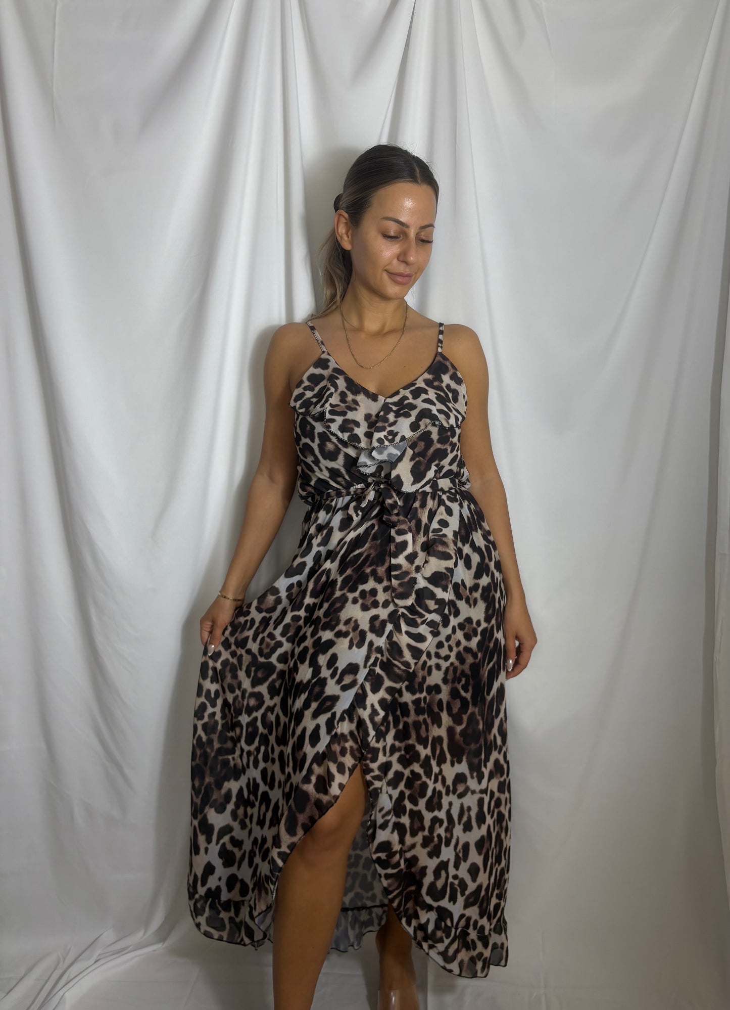 Leopard print maxi kjole