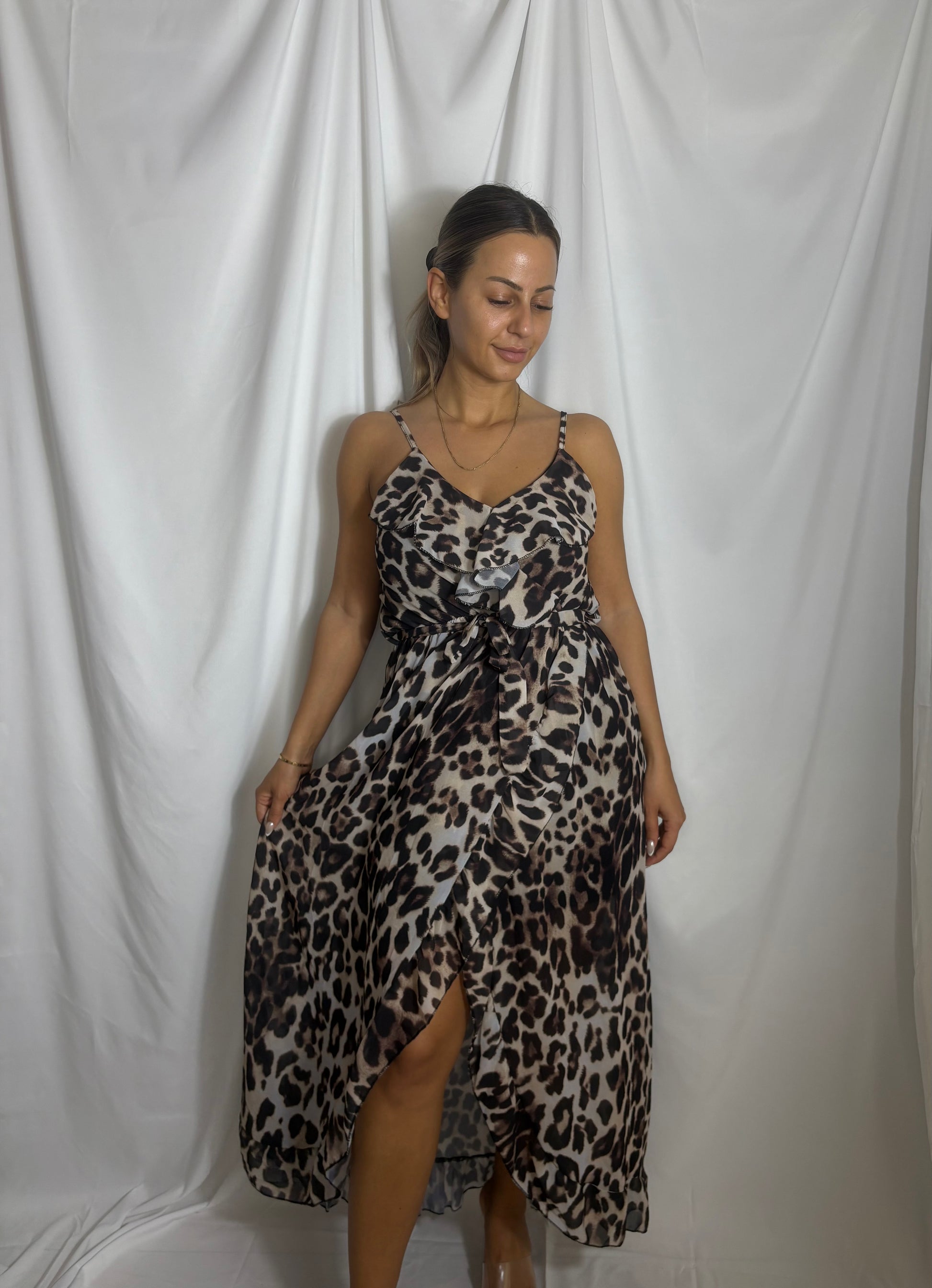Leopard print maxi kjole