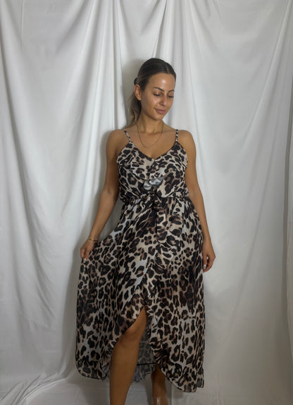 Leopard print maxi kjole