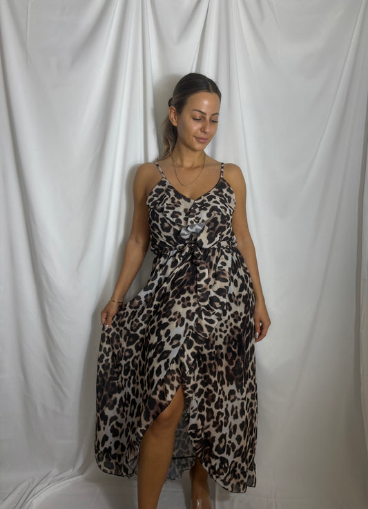 Leopard print maxi kjole