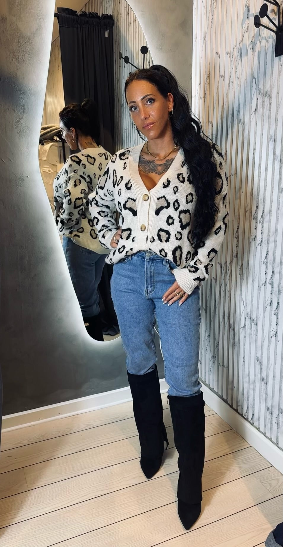 Cardigan med leopard print