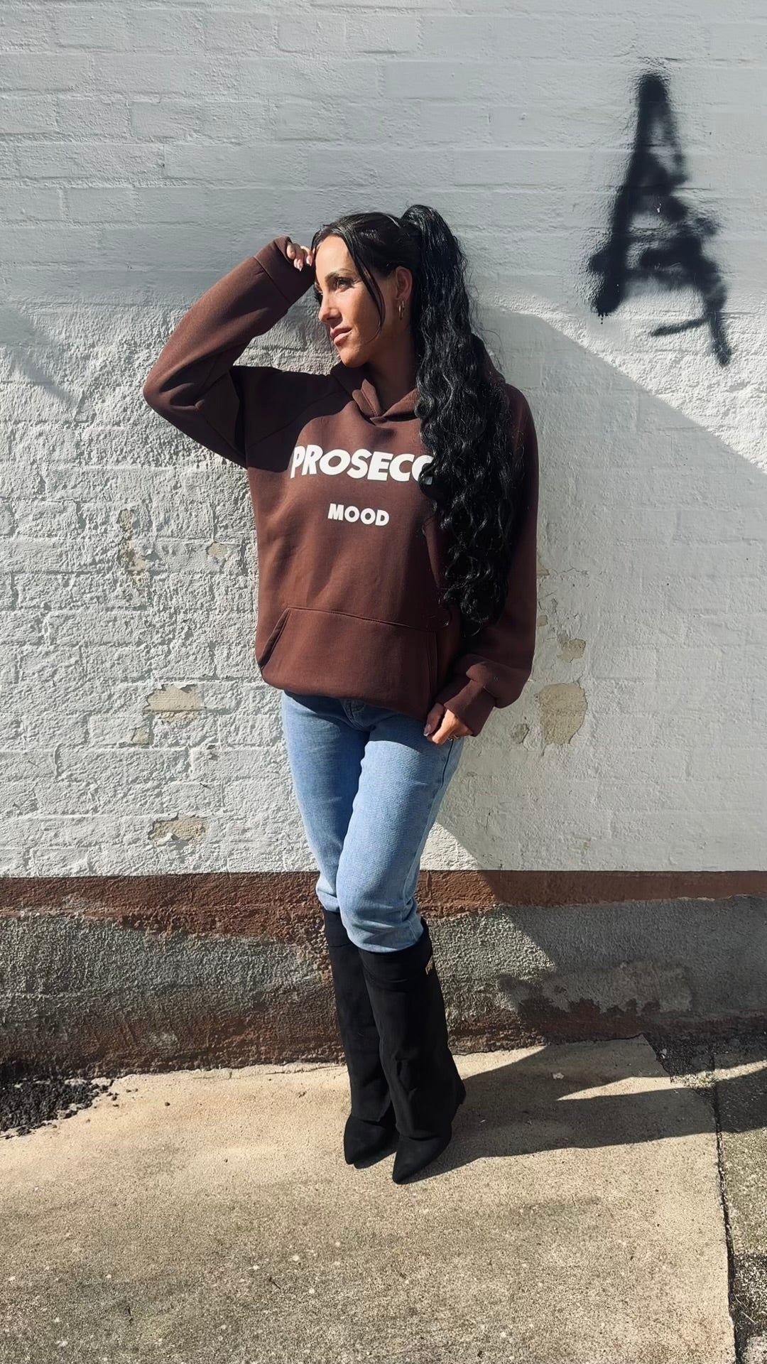 Prosecco Mood hættetrøje - brun