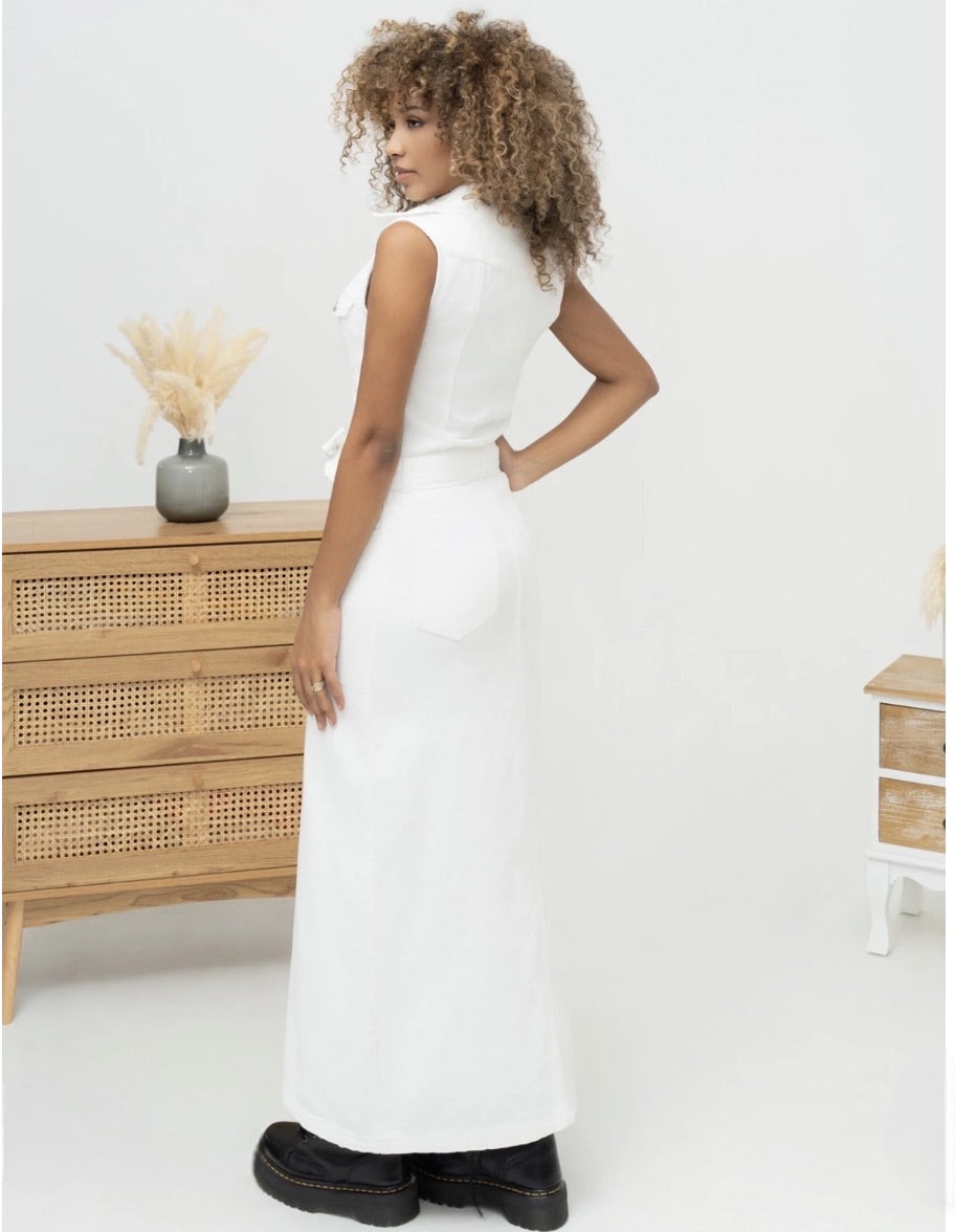 Ivory denim kjole