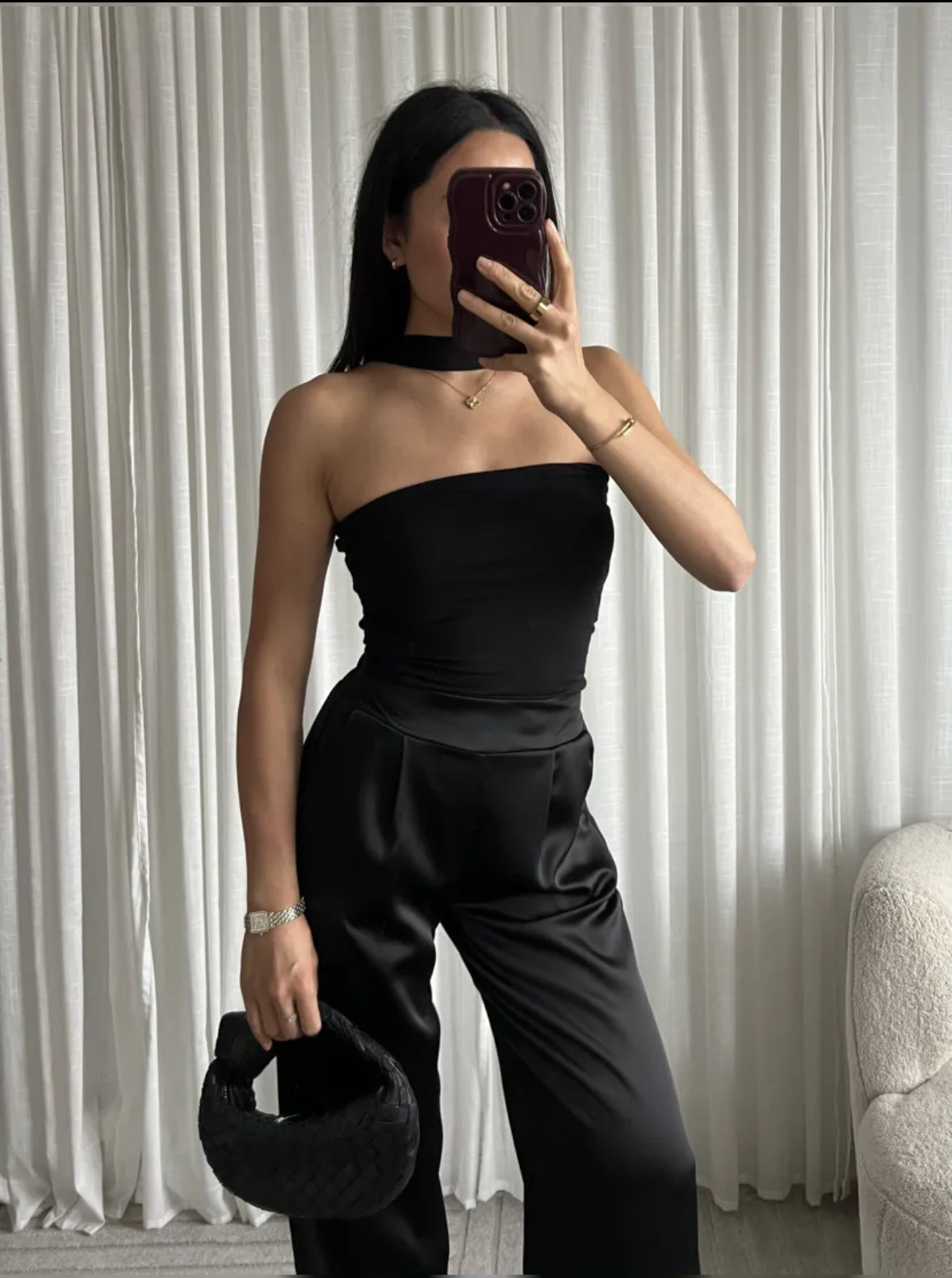 Tube top med tilhørende choker - sort