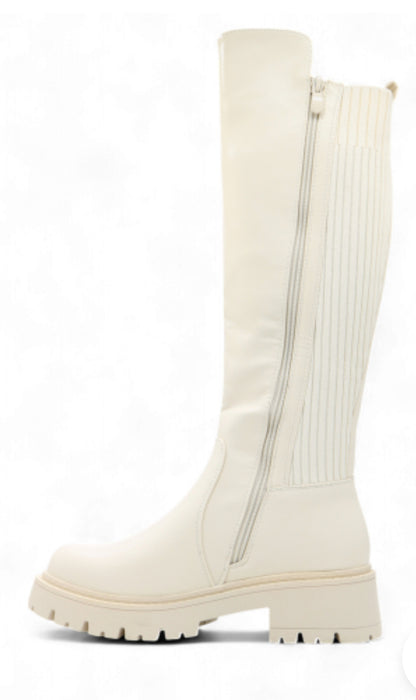 Beige elastisk støvle med let for
