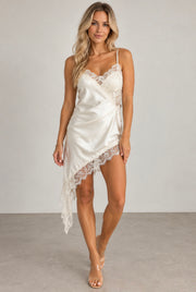 Zariah satin kjole - Beige