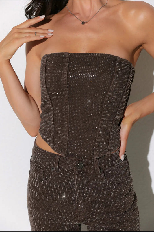 Glitter top Brown
