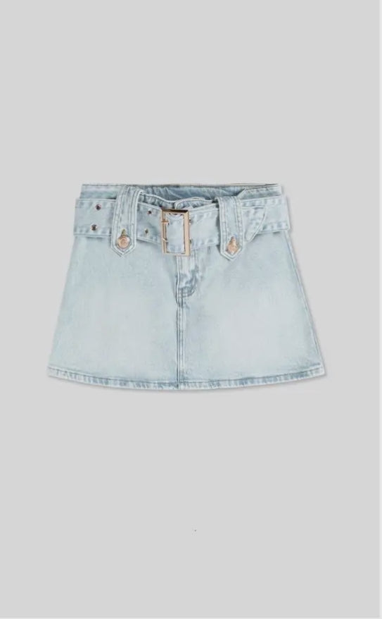 Miss denim nederdel med bælte