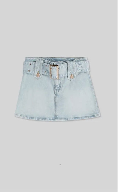 Miss denim nederdel med bælte