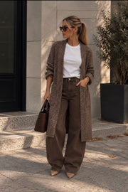 Lang cardigan - Brun