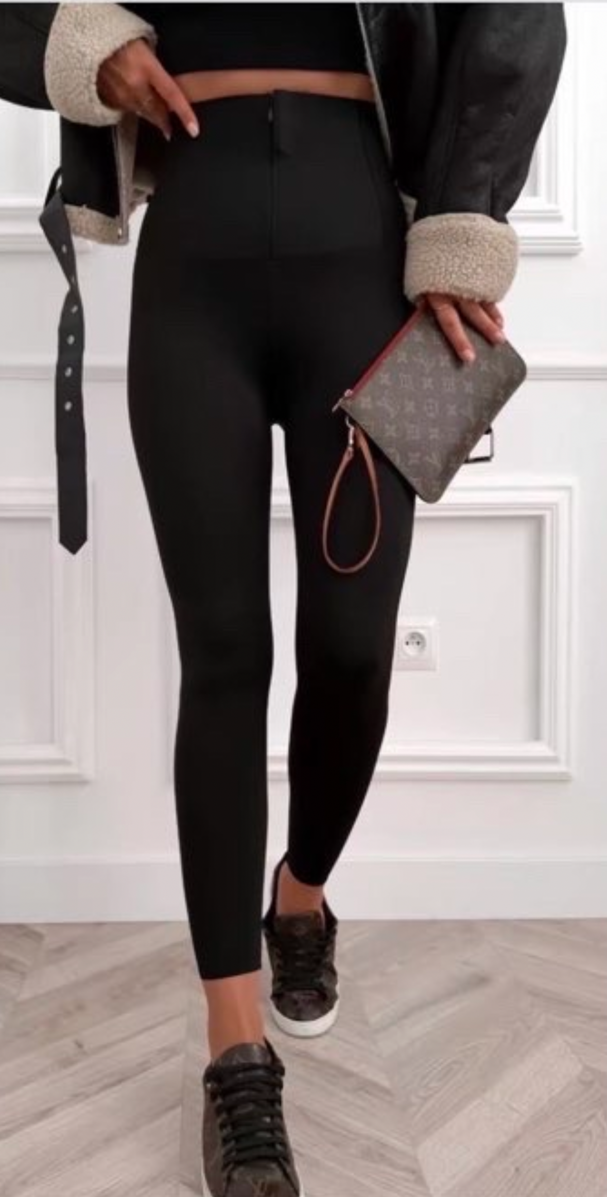 Leggings med lynlås - sort