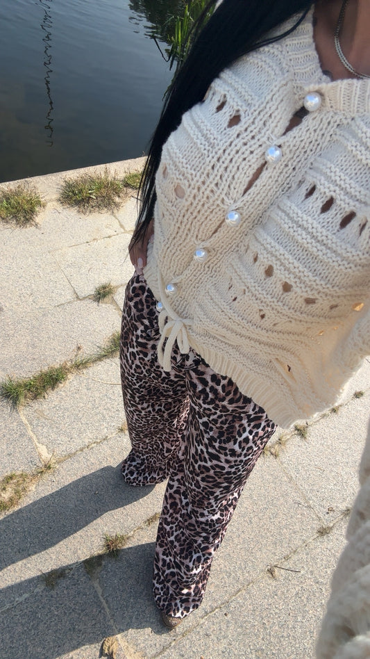 Strik Cardigan med hulmønster