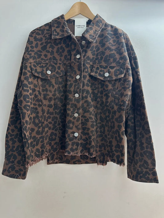 Leopard denim jakke