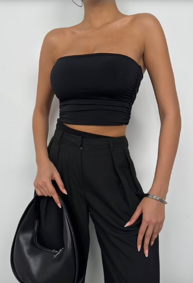 Stropløs top sort